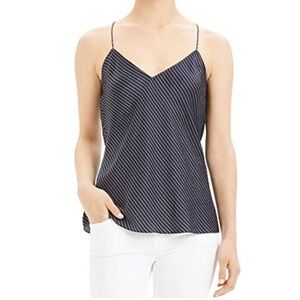 Theory Silk Cami Top Pinstripe Tank Minimalist Quiet Luxury Size S